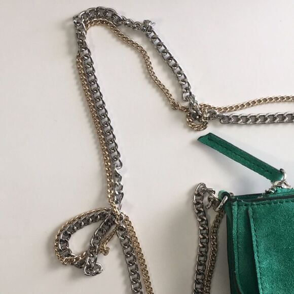 β¨ π β¨βZara Woman Emerald Green Chain Leather Crossbody Handbag β¨ - Picture 7 of 17